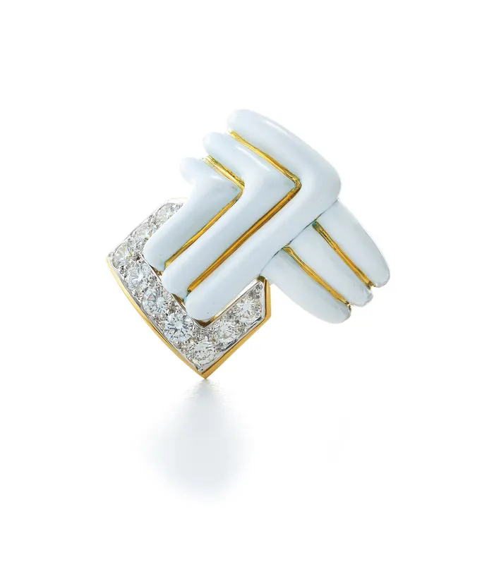Rings David Webb Workshop Stella Stripe Ring White Enamel