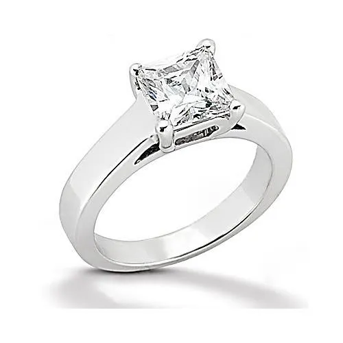 Rings GB 1 Carat Princess Cut Natural Earth Mined Diamond Engagement Ring White Gold 14K Rings GB 1 Carat Princess Cut Natural Earth Mined Diamond Engagement Ring White Gold 14K