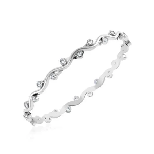 Rings GB 390 Ct Round Cut Natural Earth Mined Diamonds Bangle White Gold