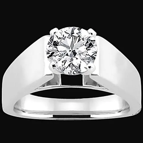 Rings GB Euro Shank Round Natural Earth Mined Diamond Solitaire Ring White Gold 14K Rings GB Euro Shank Round Natural Earth Mined Diamond Solitaire Ring White Gold 14K