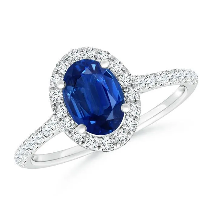 Rings GB Oval Ceylon Sapphire And Natural Earth Mined Diamond Ring Solid Gold 14K Rings GB Oval Ceylon Sapphire And Natural Earth Mined Diamond Ring Solid Gold 14K