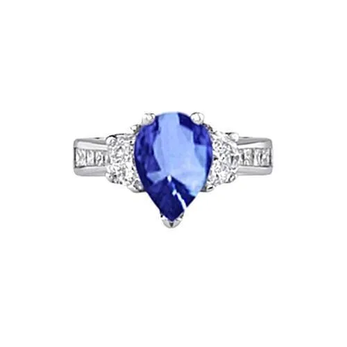 Rings GB Sparkling 330 Ct Pear Ceylon Sapphire Natural Earth Mined Diamonds Ring White Gold 14K