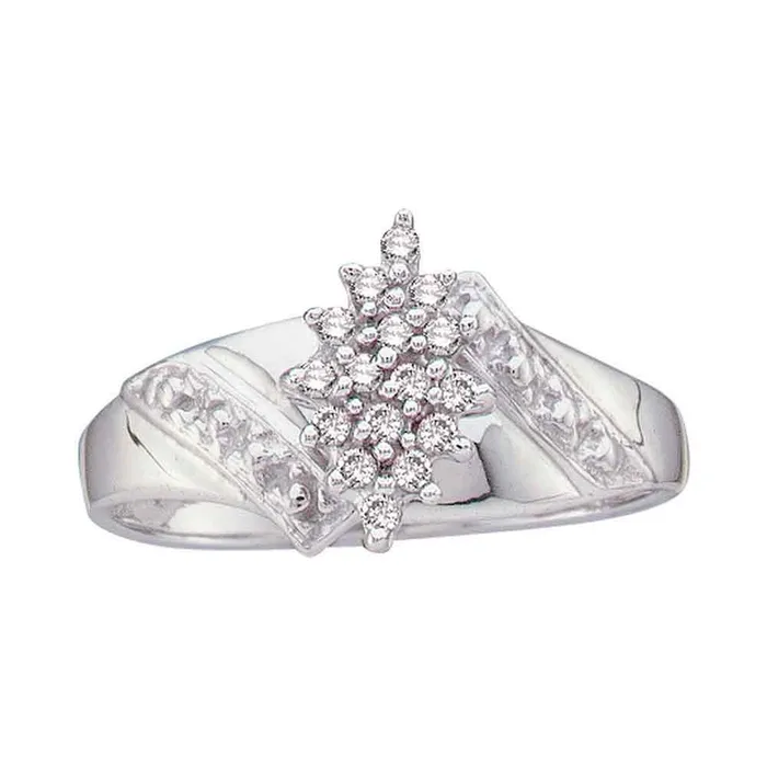 Rings GND GND 10kt White Gold Womens Round Diamond Cluster Ring 110 Cttw Rings GND GND 10kt White Gold Womens Round Diamond Cluster Ring 110 Cttw