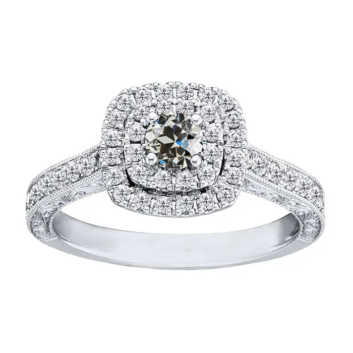 Rings HarryChadEntcom Double Halo Old Mine Cut Real Diamond Ring Womens Jewelry 3 Carats