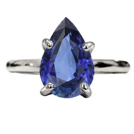 Rings HarryChadEntcom Gold Gemstone Ring 3 Carats Pear Sri Lankan Sapphire