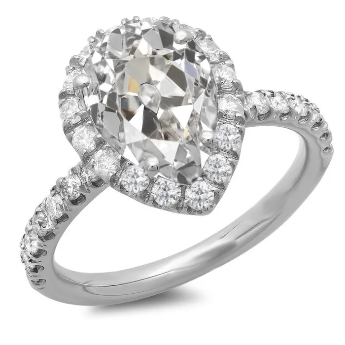 Rings HarryChadEntcom Halo Round Pear Old Mine Cut Natural Earth Mined Diamond Ring 14K Gold 950 Carats Rings HarryChadEntcom Halo Round Pear Old Mine Cut Natural Earth Mined Diamond Ring 14K Gold 950 Carats