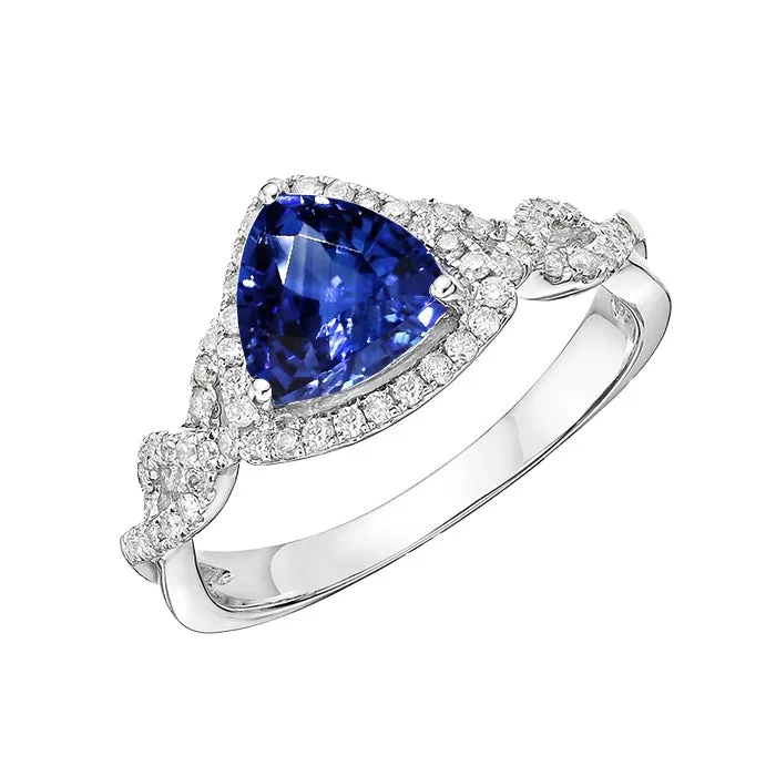 Rings HarryChadEntcom Natural Earth Mined Diamond Engagement Ring Trillion Cut Sapphire Twisted Shank 3 Carats