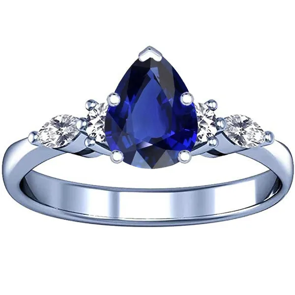 Rings HarryChadEntcom Pear Solitaire Ring Blue Sapphire With Natural Earth Mined Diamonds Accents 350 Carats Rings HarryChadEntcom Pear Solitaire Ring Blue Sapphire With Natural Earth Mined Diamonds Accents 350 Carats