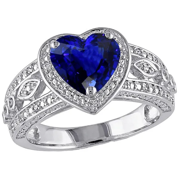 Rings HarryChadEntcom Solitaire Ring Heart Deep Blue Sapphire Vintage Style 2 Carats Rings HarryChadEntcom Solitaire Ring Heart Deep Blue Sapphire Vintage Style 2 Carats