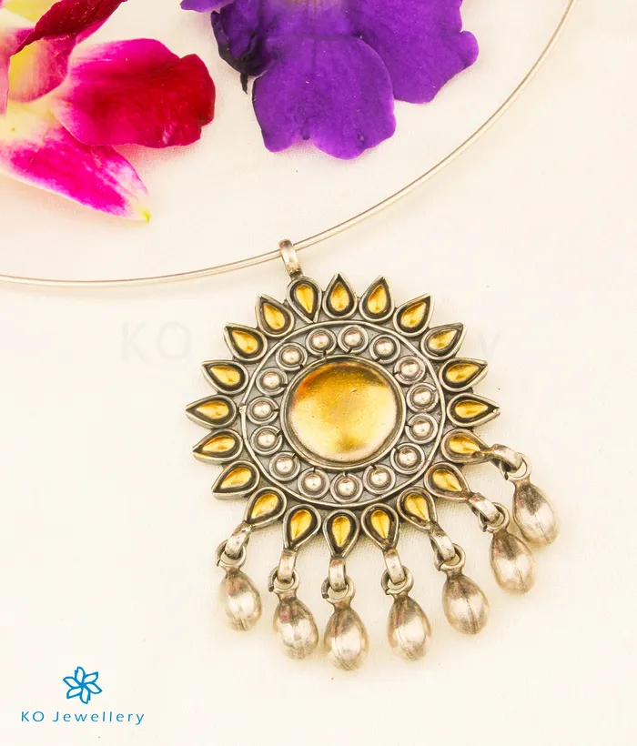 Rings Jaipur The Avika Silver Pendant TwoTone