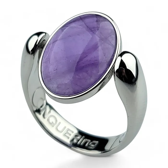 Rings Silver AlaDune Oval Crystal Fidget Ring CONQUERing