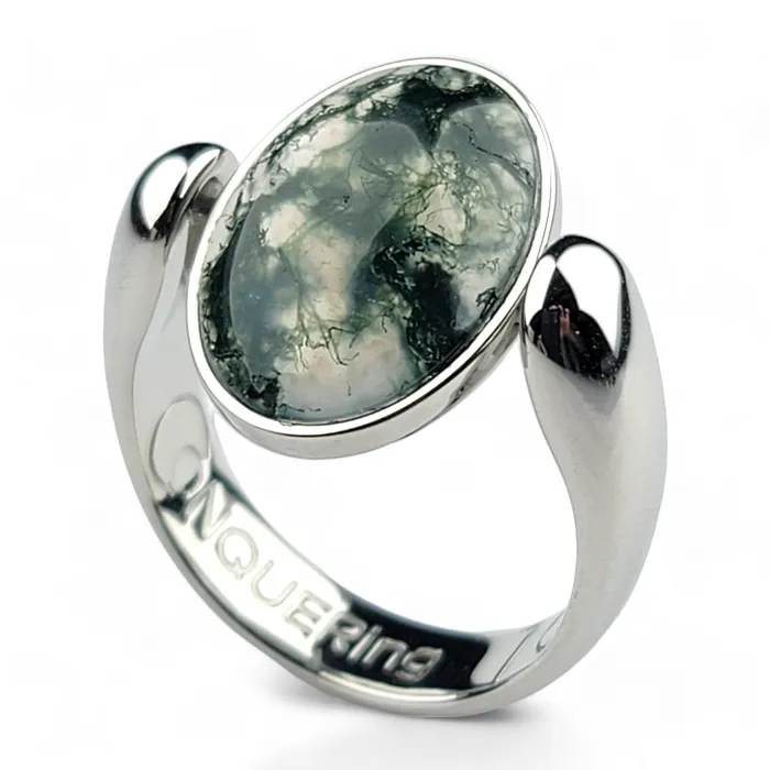 Rings Silver AlaDune Oval Crystal Fidget Ring CONQUERing