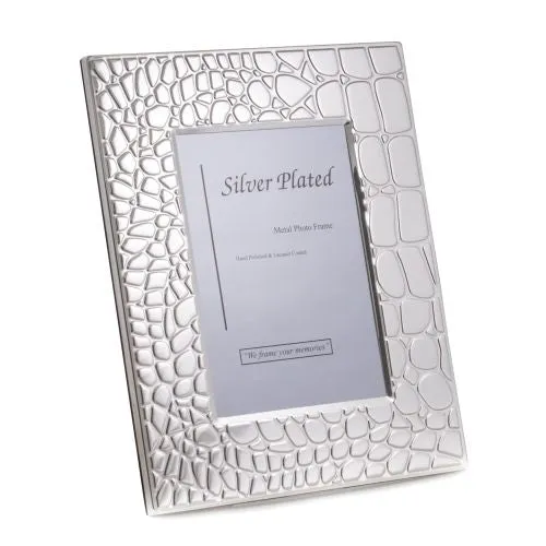 Rings Silver Plated With Croco Design 8X10 Picture Frame Bey Berk