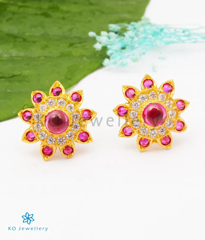 Silversmith Earrings The Abhilasha Silver Earstuds Red