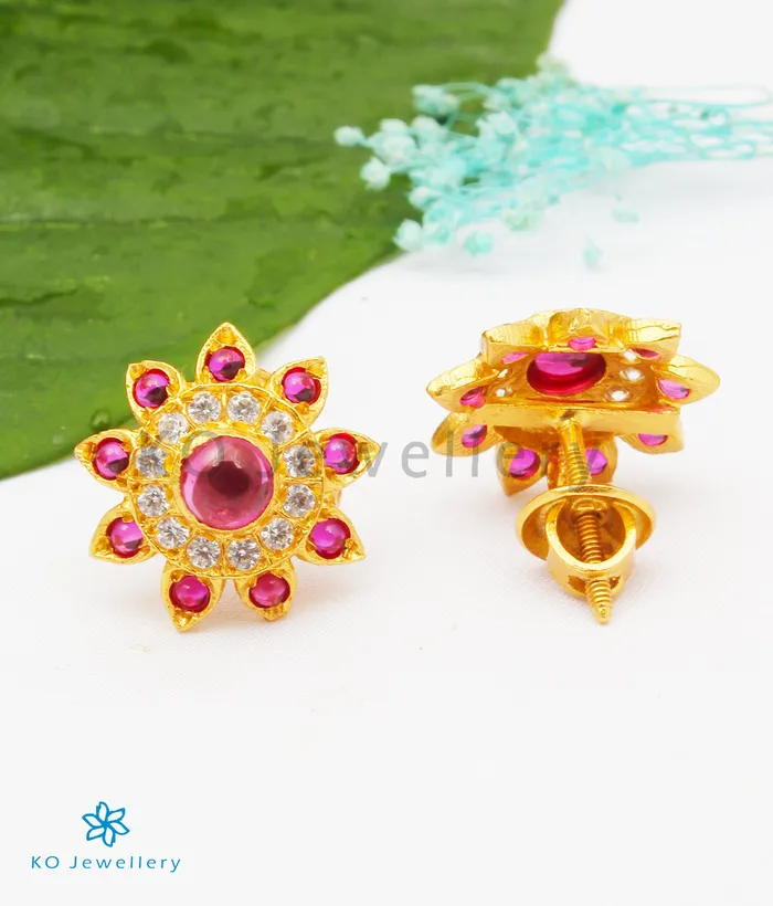 Silversmith Earrings The Abhilasha Silver Earstuds Red
