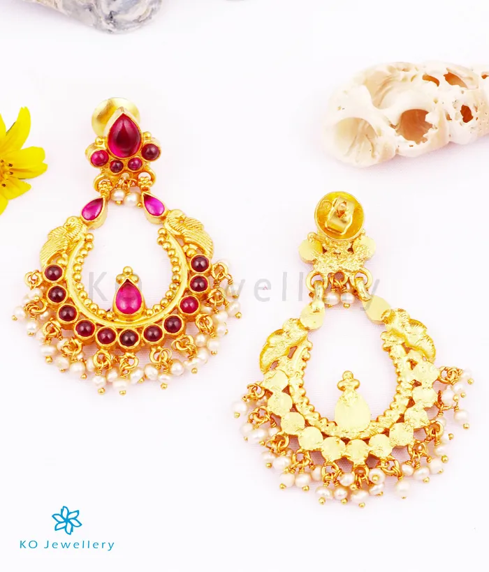 Silversmith Earrings The Ramyati Silver Peacock EarringsRed