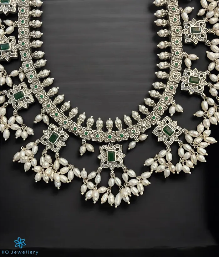Silversmith Necklaces The Anaka Silver Guttapusalu Necklace Oxidised