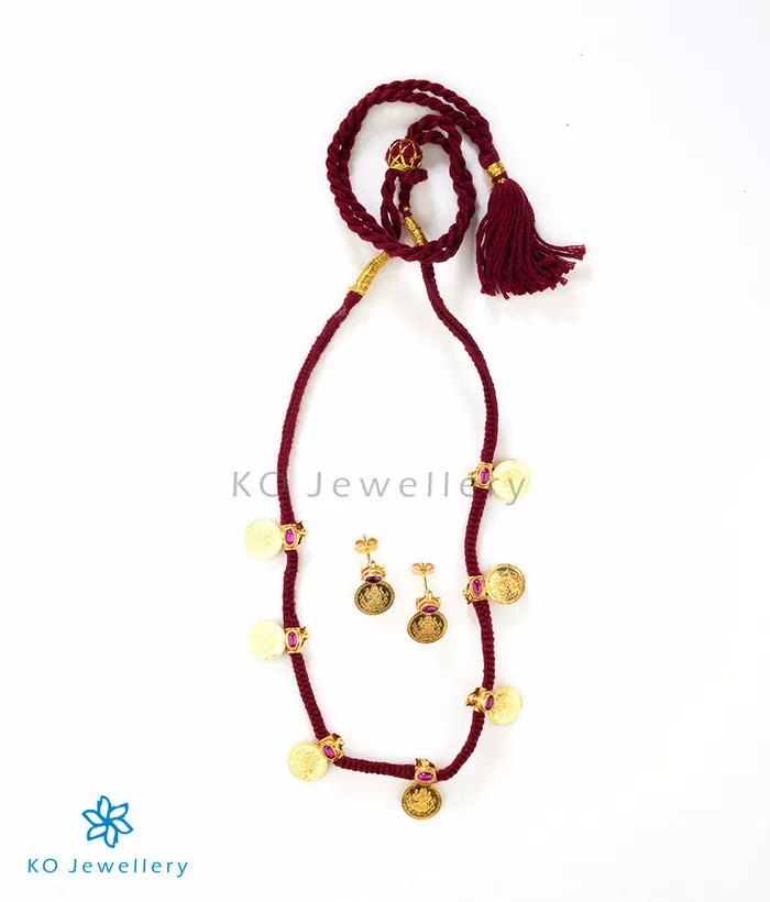 Silversmith Necklaces The Loukya Silver Coin Necklace Set Red