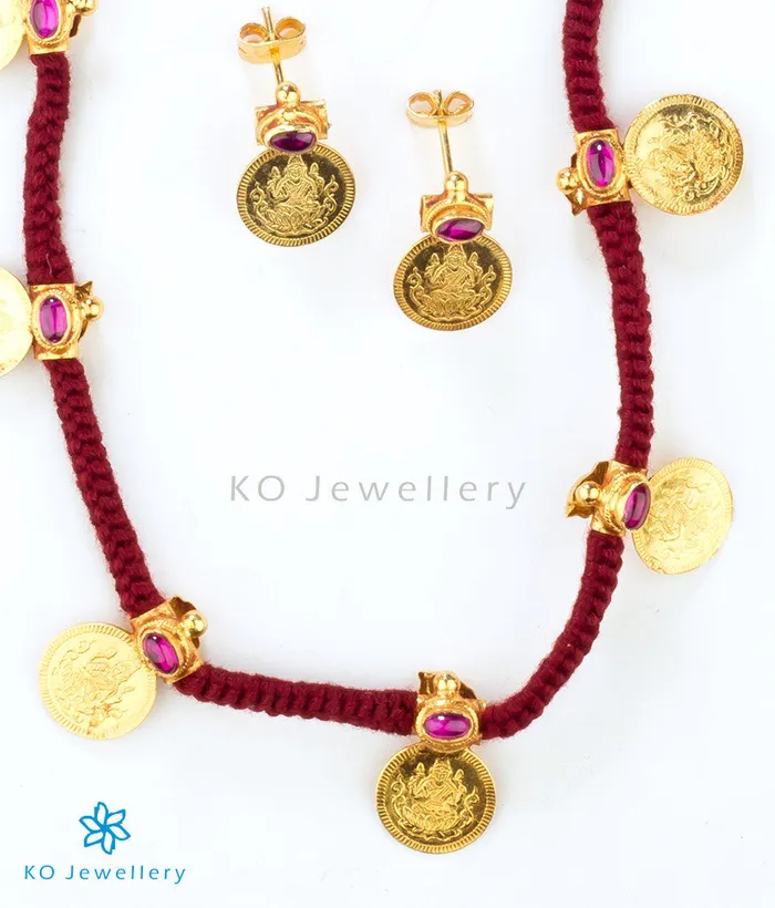 Silversmith Necklaces The Loukya Silver Coin Necklace Set Red