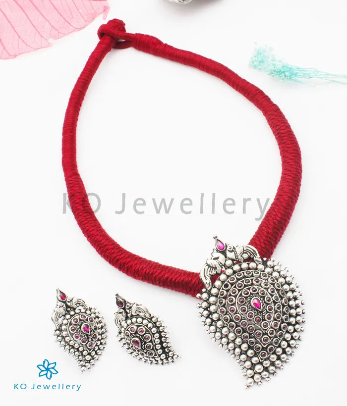 Silversmith Necklaces The Prashanti Silver Paisley Necklace Red