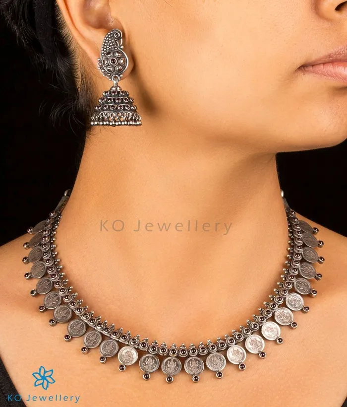 Silversmith Necklaces The Sindhuja Silver Kasumala NecklaceOxidised