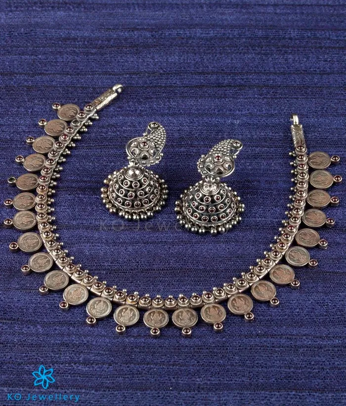Silversmith Necklaces The Sindhuja Silver Kasumala NecklaceOxidised