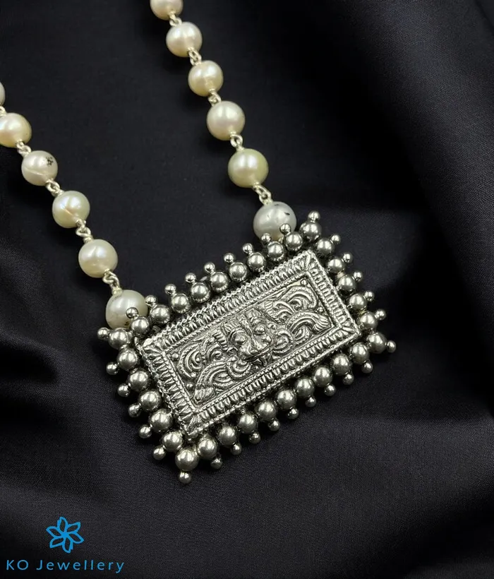 Silversmith Necklaces The Ugra Kirtimukha Silver Heritage Nakkasi Necklace