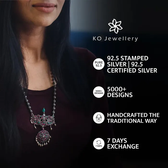 Silversmith Necklaces The Ugra Kirtimukha Silver Heritage Nakkasi Necklace