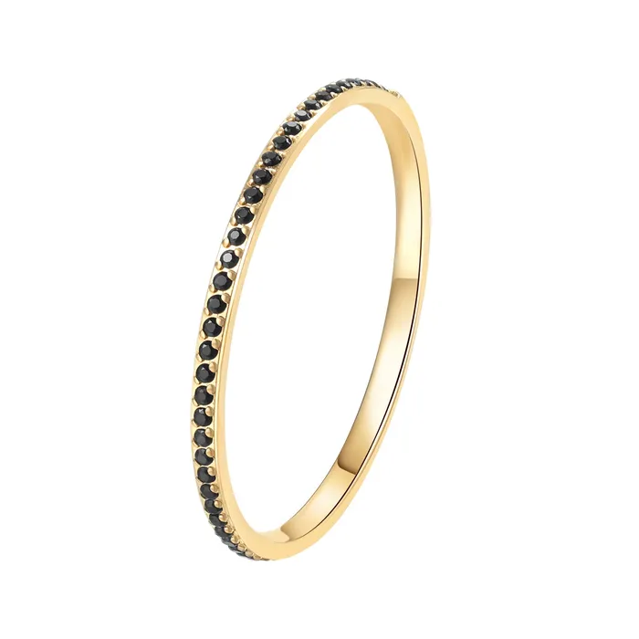 Slim Black Gemstone Band Ring Gold Hey Happiness Rings