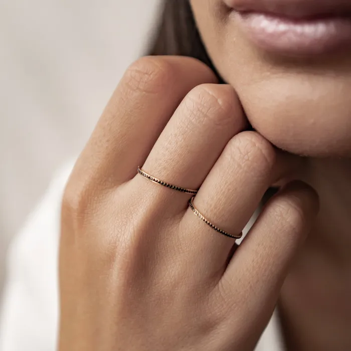 Slim Black Gemstone Band Ring Gold Hey Happiness Rings Slim Black Gemstone Band Ring Gold Hey Happiness Rings