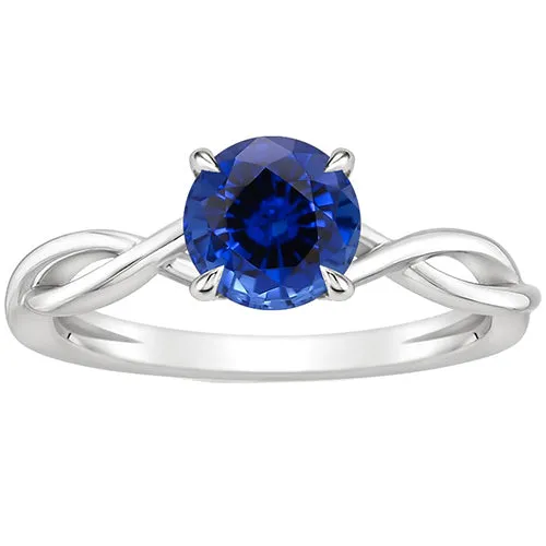 Solitaire Blue Sapphire Gemstone Ring Twisted Shank White Gold 2 Carat HarryChadEntcom Rings