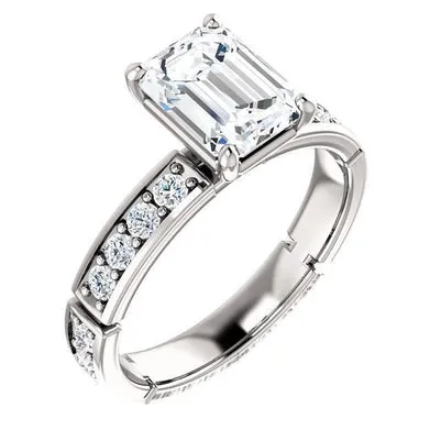 Sparkling 201 Carat Emerald Natural Earth Mined Diamond Solitaire With Accents Ring Gold GB Rings