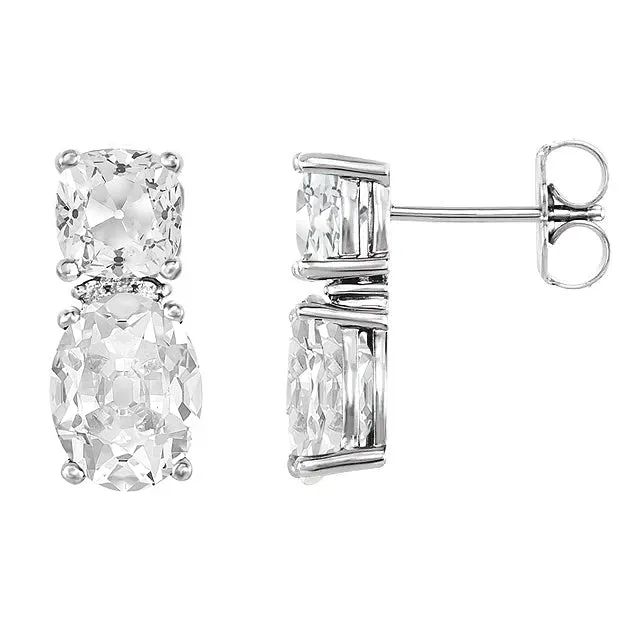 Stud Earrings 21 Ct Oval and Cushion Old Cut Earth Mined Diamonds HarryChadEntcom Earrings