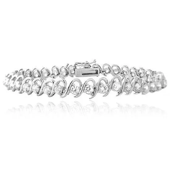 Tennis Bracelet Solid White Gold 14K 380 Carats Round Natural Earth Mined Diamond S Link GB Bracelets