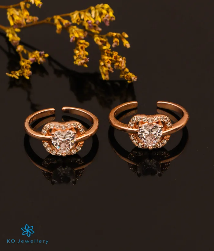 The Heart Silver Rosegold ToeRings Imported Rings