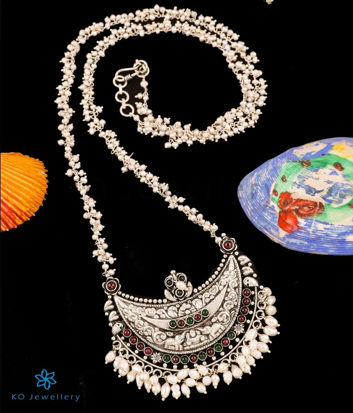 The Milana Kokkethathi Silver Pearl Necklace Silversmith Necklaces