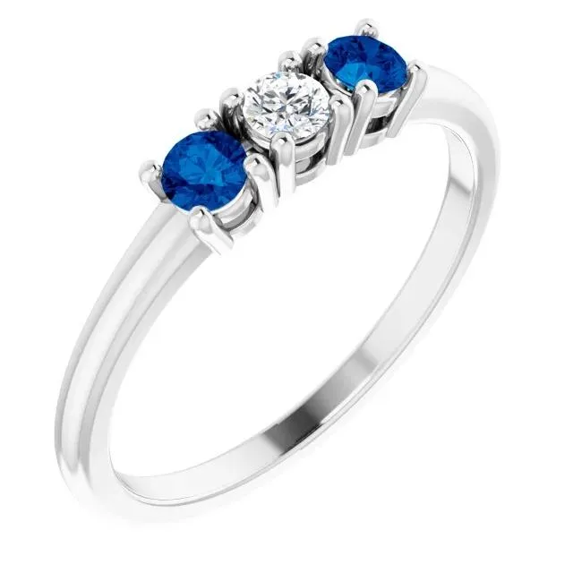 Three Stone Natural Earth Mined Diamond Ring 060 Carats Ceylon Blue Sapphire Jewelry New GB Rings Three Stone Natural Earth Mined Diamond Ring 060 Carats Ceylon Blue Sapphire Jewelry New GB Rings