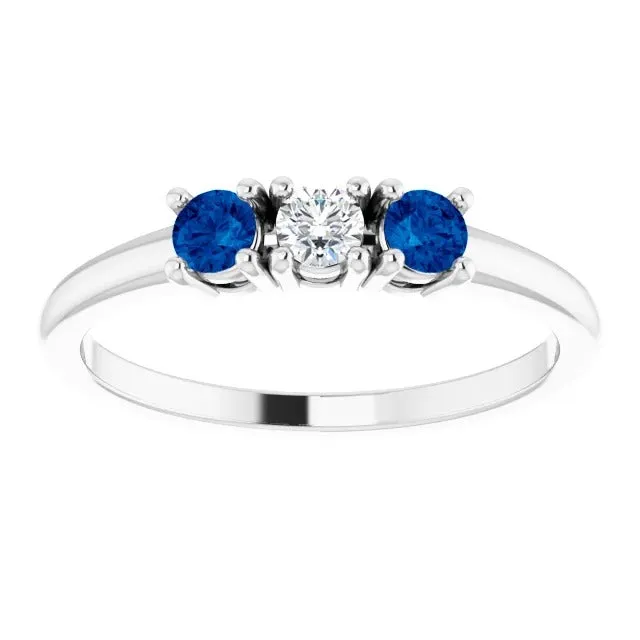 Three Stone Natural Earth Mined Diamond Ring 060 Carats Ceylon Blue Sapphire Jewelry New GB Rings Three Stone Natural Earth Mined Diamond Ring 060 Carats Ceylon Blue Sapphire Jewelry New GB Rings