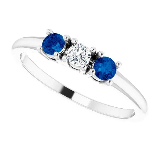 Three Stone Natural Earth Mined Diamond Ring 060 Carats Ceylon Blue Sapphire Jewelry New GB Rings Three Stone Natural Earth Mined Diamond Ring 060 Carats Ceylon Blue Sapphire Jewelry New GB Rings