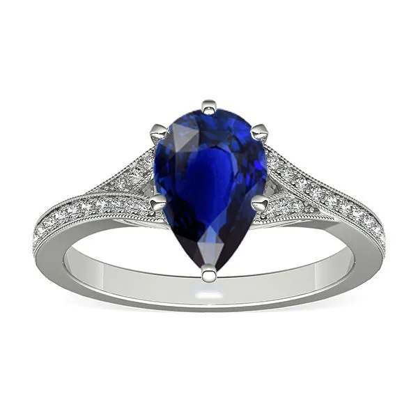 White Gold Sri Lankan Sapphire Ring Pear Round Natural Earth Mined Diamonds 4 Carats HarryChadEntcom Rings White Gold Sri Lankan Sapphire Ring Pear Round Natural Earth Mined Diamonds 4 Carats HarryChadEntcom Rings