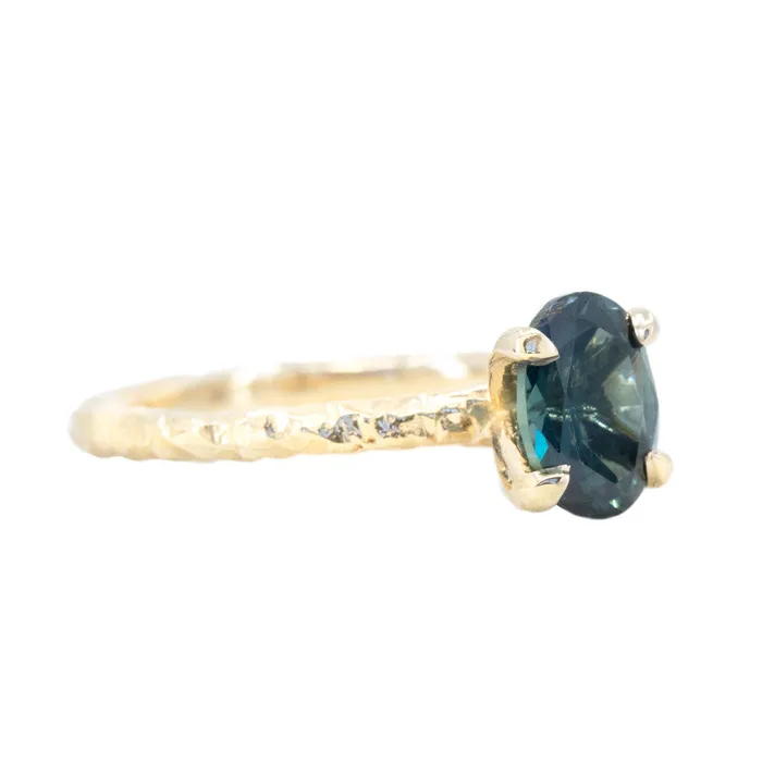 140ct Nigerian Blue Oval Sapphire Evergreen Solitaire Ring in 14k Yellow Gold Anueva Jewelry Rings