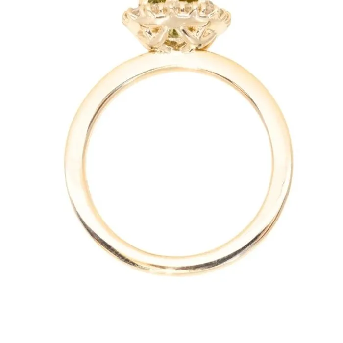 164ct Elongated Cushion Cut Green Montana Sapphire AntiqueStyle Diamond Halo Ring in 14k Green Gold Brume Rings