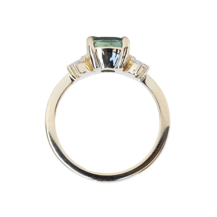 165ct Silky Untreated Cushion Cut Montana Sapphire and Lab Grown Marquise Diamond Cluster Ring in 14k Yellow Gold Anueva Jewelry Rings