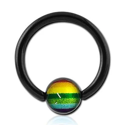 14g Black Captive Logo Bead Ring Tulsa Body Jewelry Rings