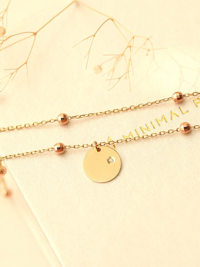 14K Gold Coin Cutting Ball Anklet MinimalBijoux PreStyled Sets