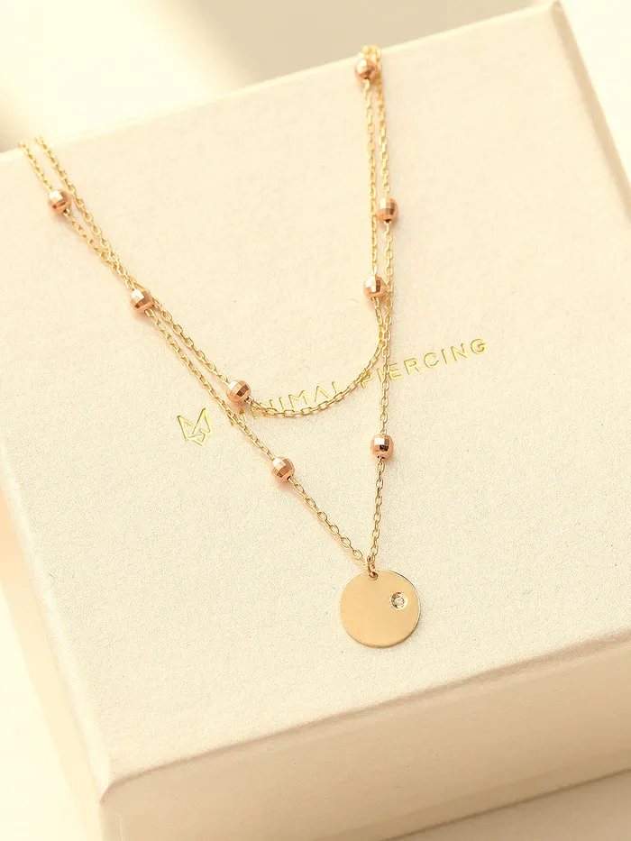 14K Gold Coin Cutting Ball Anklet MinimalBijoux PreStyled Sets