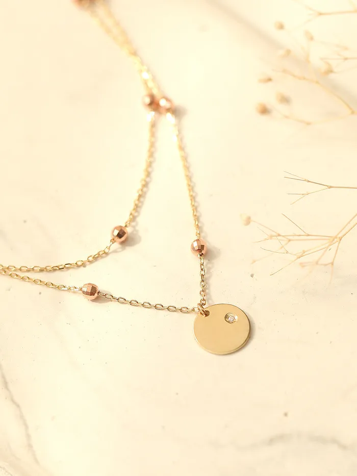 14K Gold Coin Cutting Ball Anklet MinimalBijoux PreStyled Sets