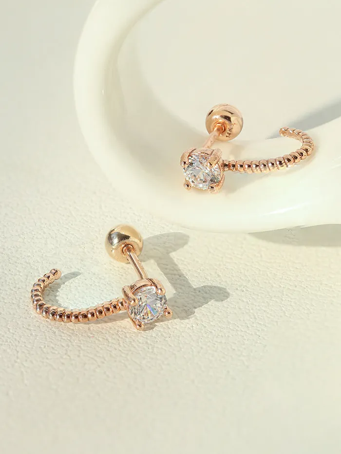 14K Gold Cubic Ball Half Ring Earring 20G18G16G MinimalBijoux Rings