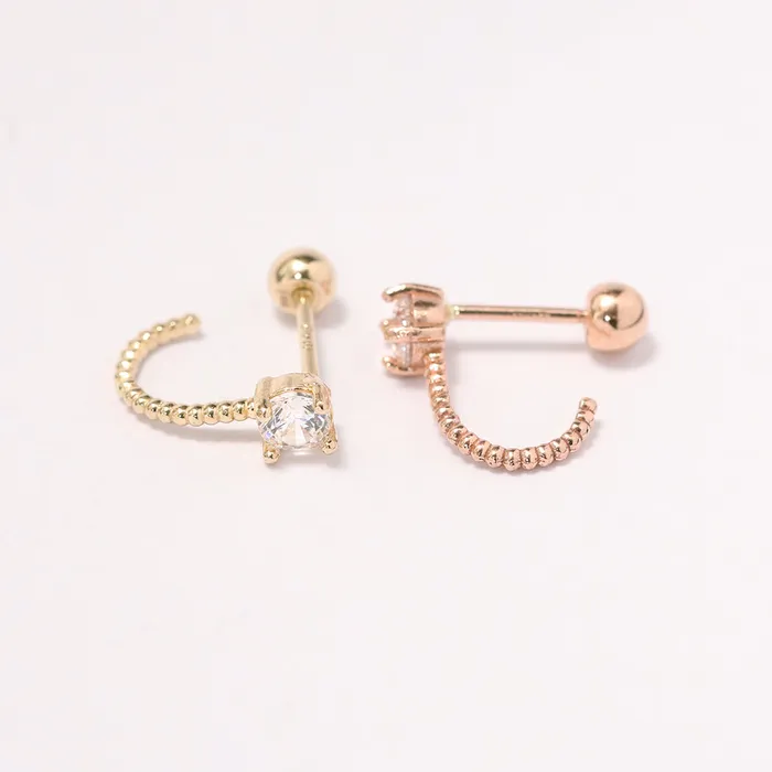 14K Gold Cubic Ball Half Ring Earring 20G18G16G MinimalBijoux Rings