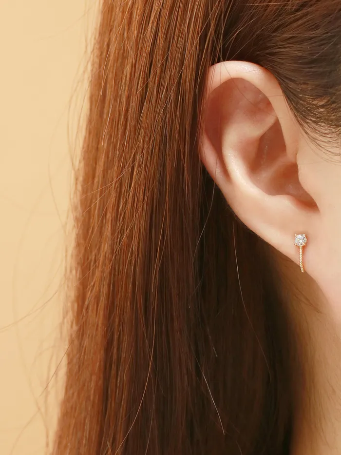 14K Gold Cubic Ball Half Ring Earring 20G18G16G MinimalBijoux Rings